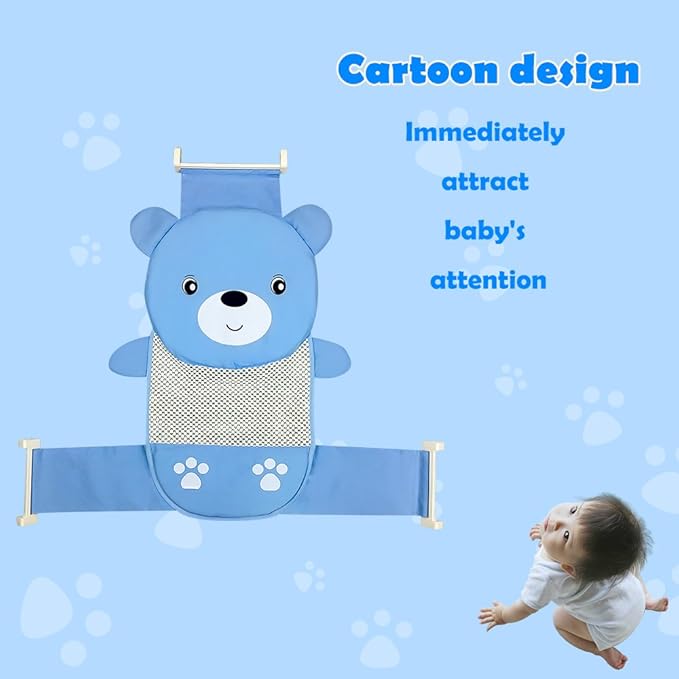 Topwon Baby Bath Seat Non-Slip Newborn Baby Bathtub Support Seat, Adjustable Versatile, Keep Baby Safe, Blue