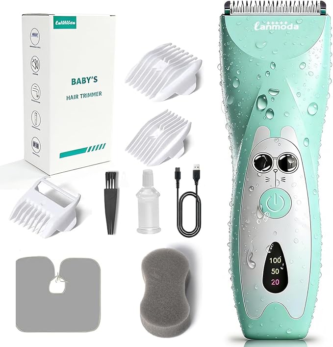 Baby Hair Clippers, Coldless Quiet Hair Trimmer Shaver for Toddler Children with Autism, Waterproof Rechargeable Haircut Kit for Infant Kids Ceramic Blade