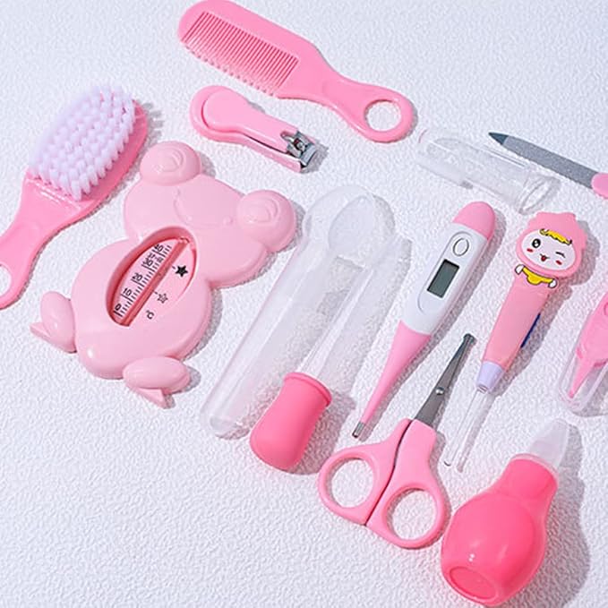 Baby Healthcare and Grooming Kit Baby Nasal Aspirator Nail Clipper Hairbrush Set Newborn Daily Cleaning Care Kit 13 PCS/Set, A, Nursery Care Health and Grooming kit