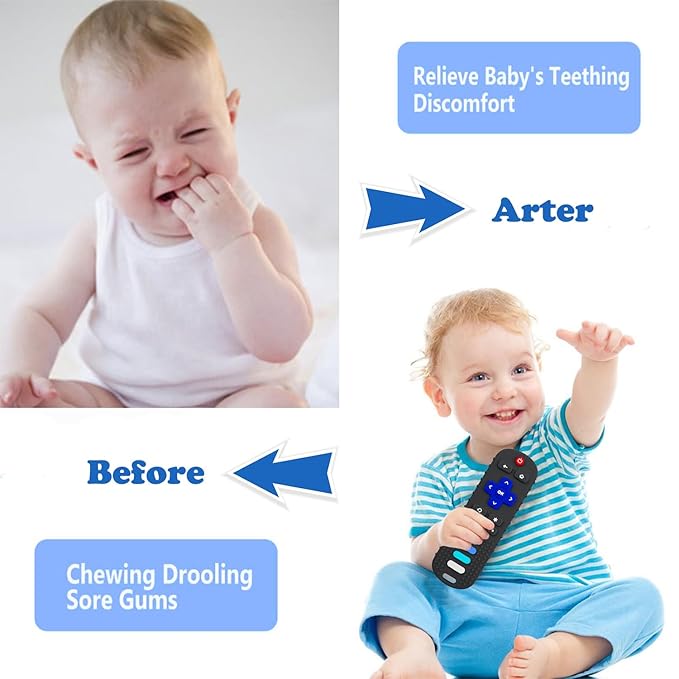 Silicone Teething Toys for Babies, Remote Control Shape Silicone Teethers, Cute Chew Toys for Boys and Girls,BPA Free Teether Early Educational Sensory Toy