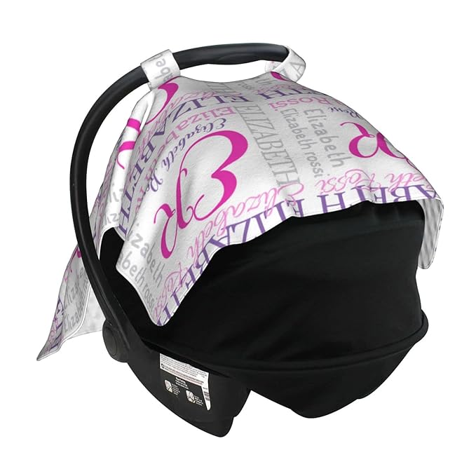 Personalized Monogram Name Pattern Baby Car Seat Canopy for Babies with Name, Customized Cowboy Stroller Car Seat Covers for Girls, Minky Nursing Carseat Cover for Breastfeeding, Newborn, Infant