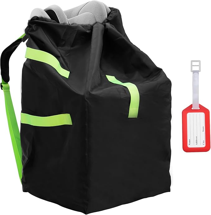 Zihvfzu Waterproof Car Seat Travel Bag, Suitable for Airplane and Air Travel, Durable Cushioned Backpack Design, Suitable for Strollers, Height Increasing Seats, Convertible Seats, with 1 Luggage Tag