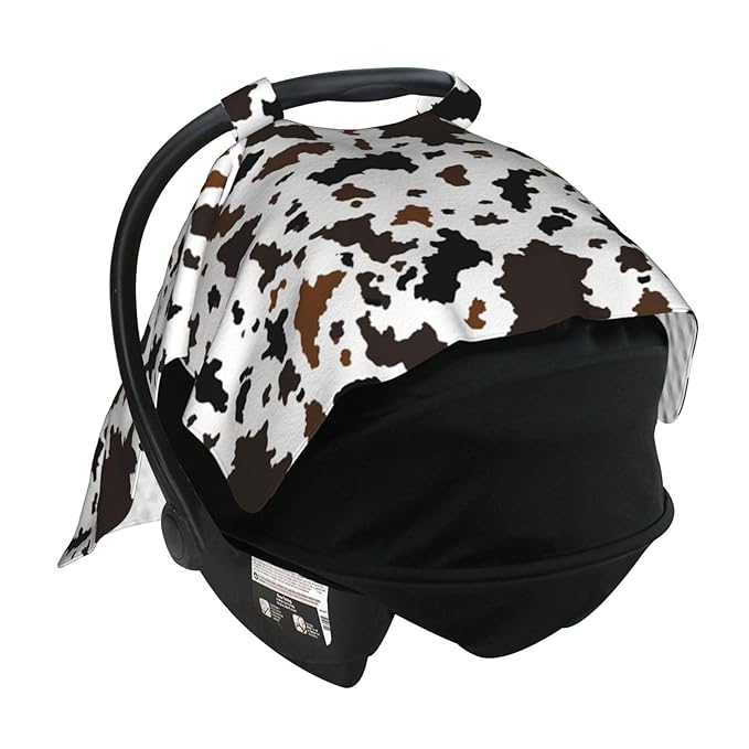Western Cow Print Baby Car Seat Canopy Cover Multi Use Nursing Cover for Mom Nursing Covers Newborn Cow Print Shower Gift