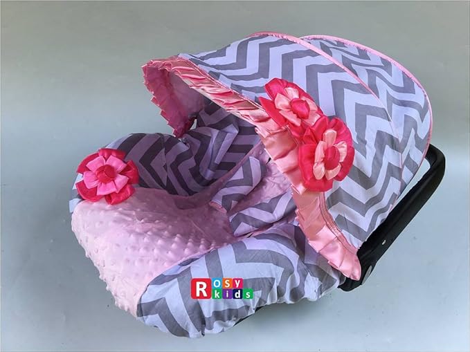 Rosy Kids Infant Carseat Canopy Cover 3pc Whole Caboodle, Baby Car Seat Cover Outdoor Kit, Color03NR09