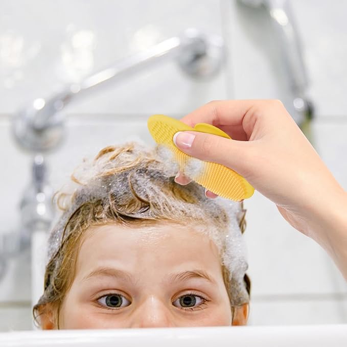 Generic Baby Scalp Brush - Silicone Hair Scrubber & Scalp Massager Comb for Newborns & Babies - Cradle Cap Bath Brush, Yellow