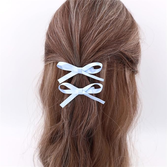 24 PCS Small Hair Ribbon Bow Fully Lined Clips for Girls Women Toddler Baby Youth Playful Hairpins Decoration Satin Bows (24 PCS Multicolors)