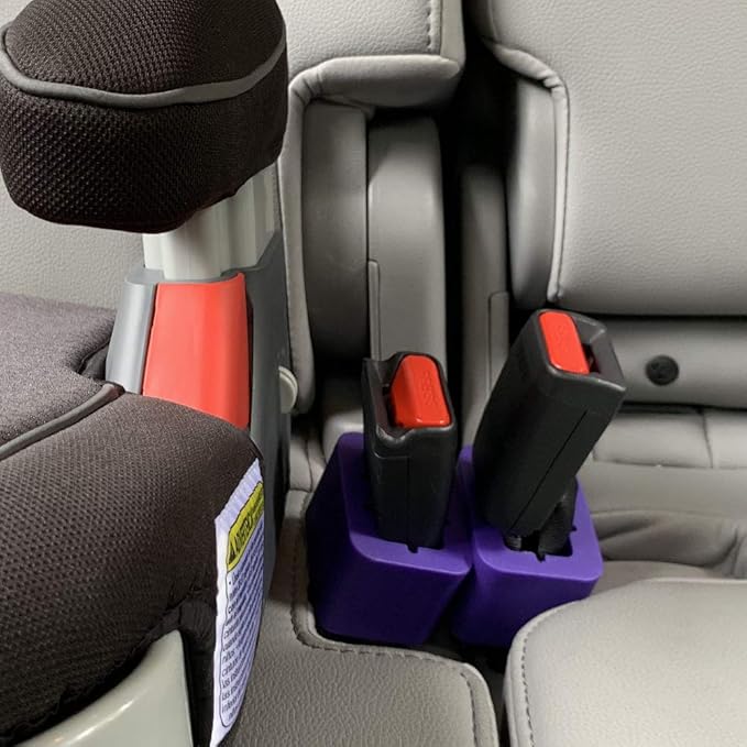 (1) Car Seat Belt/Booster Seat Receptacle Stabilizer by Buckle Booster with Fun Safety Stickers - BPA-Free