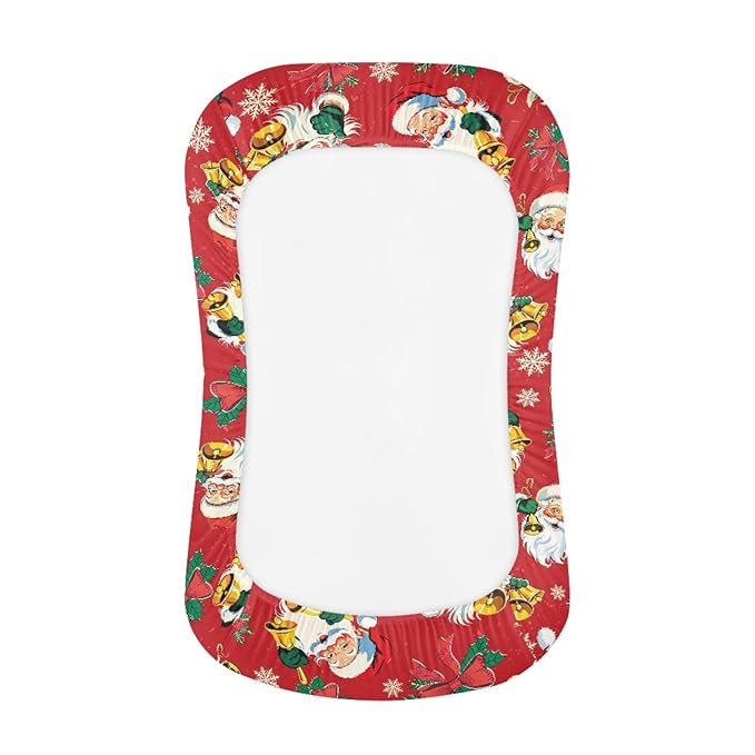 Santa Claus Baby Lounger Replacement Cover Christmas Newborn Lounger Cover for 0-12 Months Breathable & Portable Infant Lounger Case for Girls
