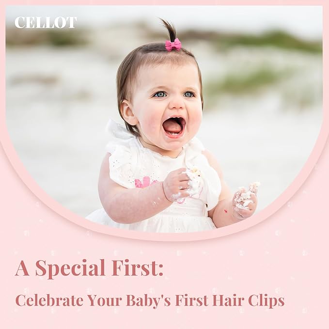 CÉLLOT 40Pcs Baby Snap Hair Clips Grosgrain Ribbon Tiny Baby Bows in 20 Colors for Infant Toddlers Fine Thin Hair (Twin Style)