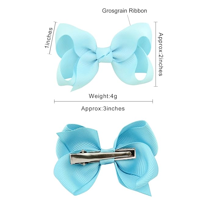 40PCS 3Inch Hair Bows for Girls Grosgrain Ribbon Toddler Hair Accessories with Alligator Clips for Toddlers Baby Girls Kids Teens in Pairs