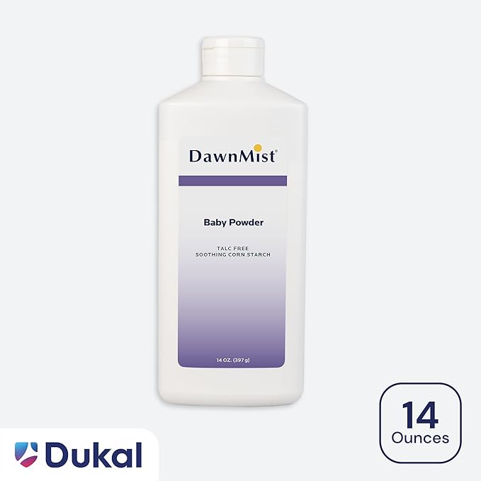 Dukal DawnMist Cornstarch Baby Powder 14 oz – Pack of 2 | Gentle, Talc-Free Formula for Baby & Adult Use, Soothes & Absorbs Moisture