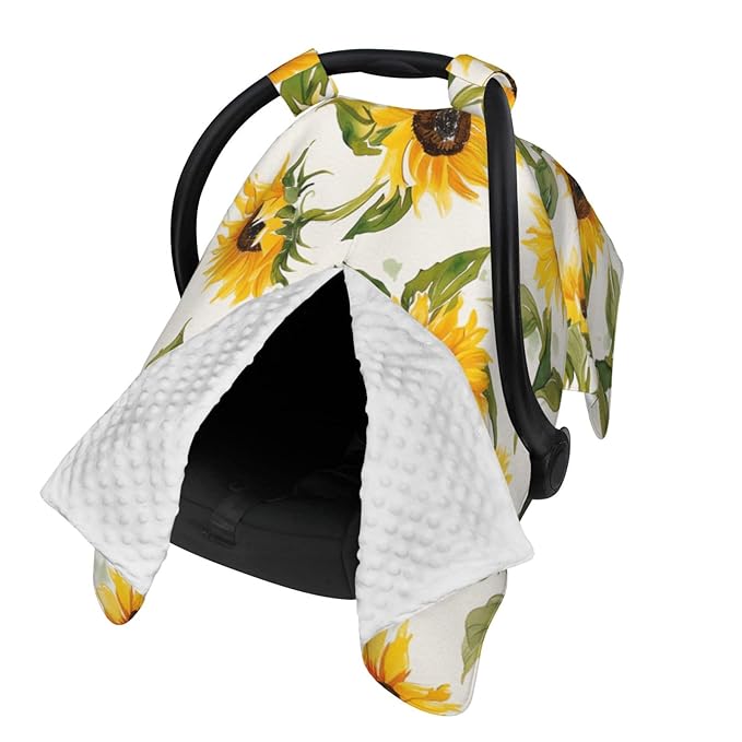 Spring Sunflowers Car Seat Canopy Cover, Universal Fit for Infant Car Seats，Breathable,Multi-Use Nursing Cover, Gift Ready