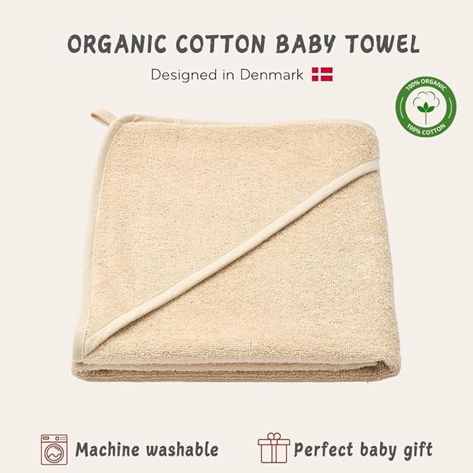Hooded Baby Towels - 100% Organic Cotton Baby Bath Towels – Baby Towels, Baby Bath Towels for Baby Boy, Baby Girl, 32" x 32" Super-Soft and Absorbent Baby Towels for Newborn (Fog)
