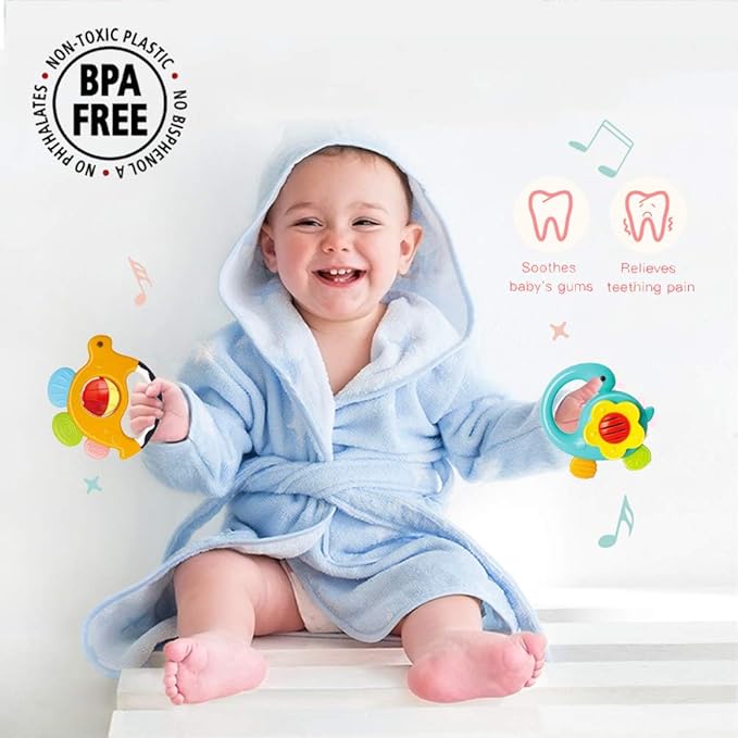 Yiosion Baby Rattles Sets Teether, Shaker, Grab and Spin Rattle, Musical Toy Set, Early Educational Toys Gifts for 3, 6, 9, 12 Month Baby Infant, Newborn