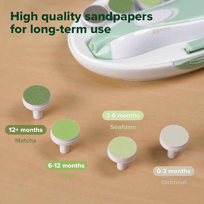 haakaa Electric Nail Trimmer Replacement Pads Baby Nail Trimmer Heads for Standard Baby Nail File, 4pcs, Meadow