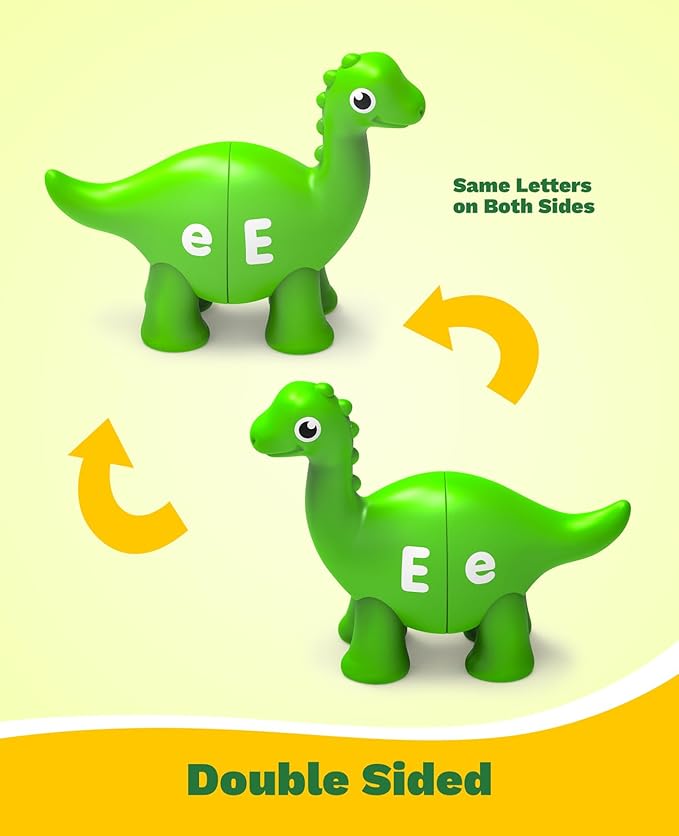 26PCS Dinosaur Alphabet Learning Toys for 18M+, Montessori Educational Toys for 3 4 5 Year Old, Toddlers Preschool Activities Fine Motor Toys for Boys, Double Sided ABC Matching Game