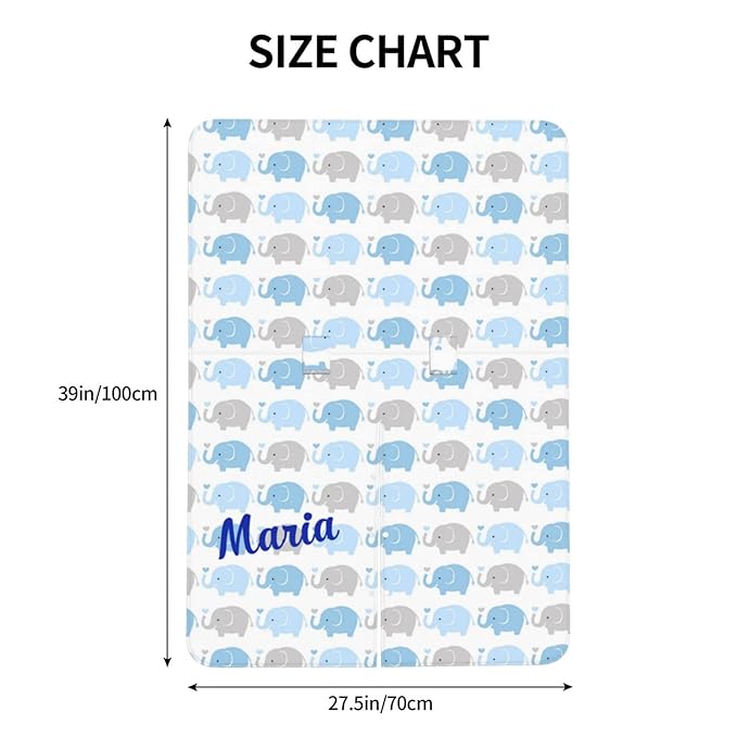 Personalized Cute Baby Elephant Baby Car Seat Canopy for Babies with Name, Car Seat Covers for Boys Girls, Peekaboo Opening Minky Nursing Breastfeeding Cover Infant Stroller Canopies for Newborn