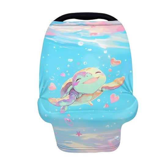 Biyejit Sea Turtles Baby Car Seat Covers Stretchy Breastfeeding Scarf Breathable Infant Carseat Canopy Nursing Covers Multi Use for Stroller High Chair Shopping Cart Boys and Girls