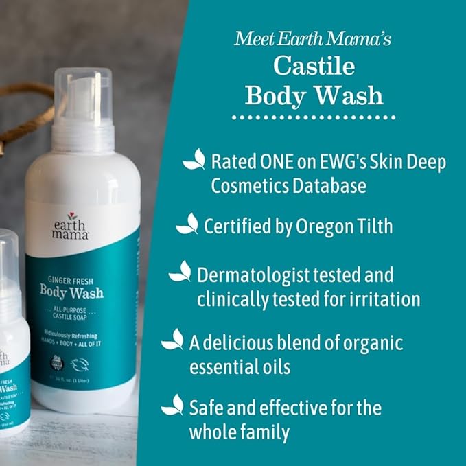 Earth Mama Ginger Fresh Hand & Body Wash - Foaming Hand Soap Refill - 34 fl oz - Made with Organic Herbs and Oils