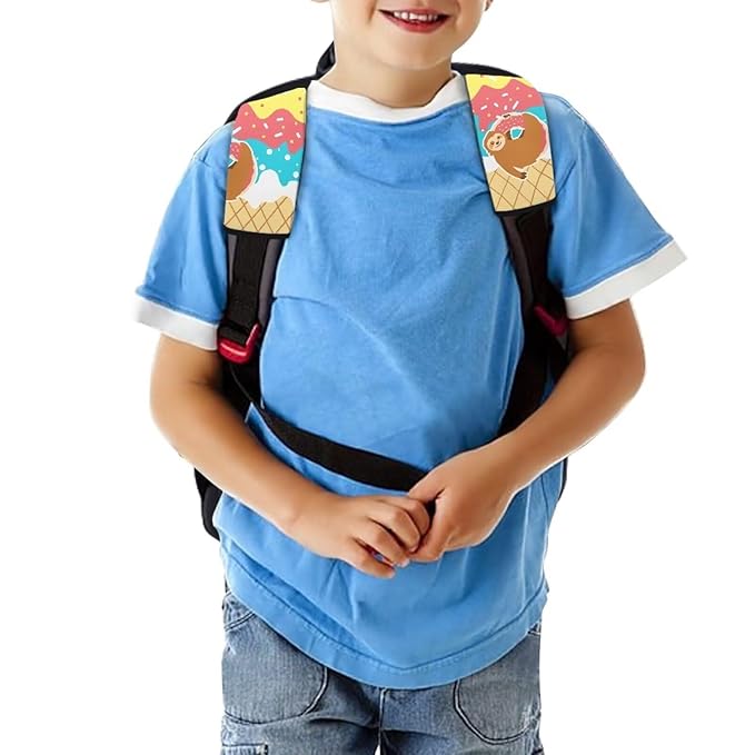 Biyejit 2 Pack Ice Cream Sloth Seat Belt Covers for Kids, Soft Seat Belt Cushion for Children, Anti-Slip Design Car Seat Belt Pads Cover for Girls and Boys Car Accessories