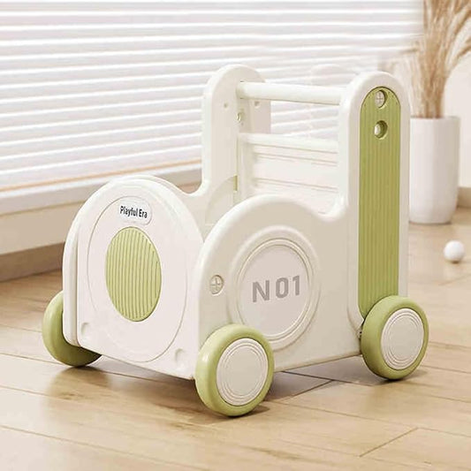 Children's Train Toy Box,Cart for Toddlers 1-3 with Wheels, Drawstring, and Handle for Riding, Walking, Towing, and Storage. Load Capacity 170LBS Great Gift for Toddler Boys and Girls(Train-Green)
