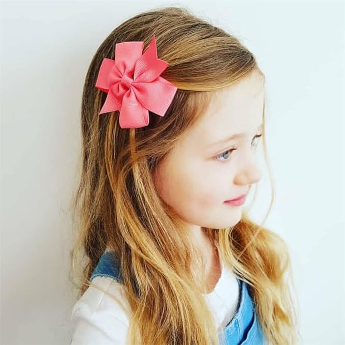 24 Colors Boutique Hair Bow Clips for Little Girls Grosgrain Ribbon Bow Alligator Hair Clip Toddler Baby Girl Kids Teens Hair Accessories (24 pcs/3.5 Inch Pinwheel)