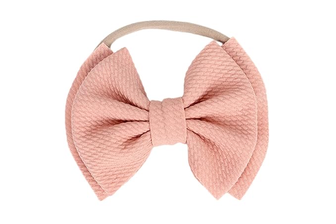 Baby Girl's 5 Inches Soft Double Bow-knot Nylon Headband Toddler Headdress for Photography Party Festivals (Blush Pink)
