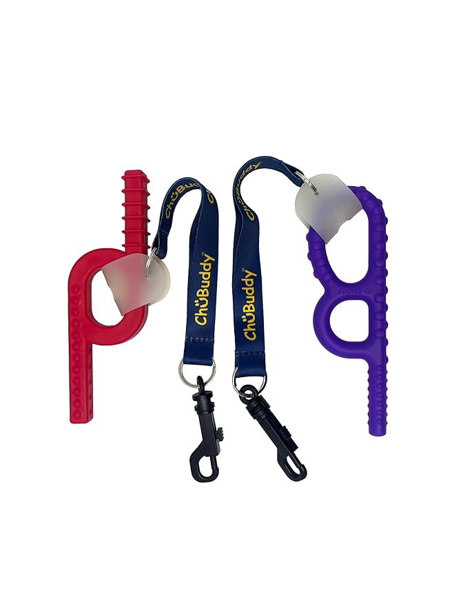 Chubuddy Navy Sublimated Chewy Holders Set of (2) – Durable, Safe, and Washable Chew Toy Tethers for Sensory Kids, Autism, ADHD, and Oral Motor Needs