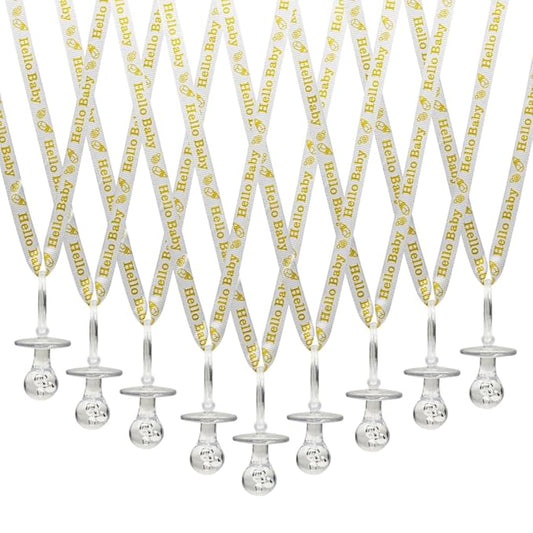 36 Pieces Hello Baby Baby Shower Pacifiers Necklace Acrylic Baby Party Favors Charm Gender Neutral Reveal Baby Shower Party Decorations Table Scatter (Clear Pacifier)