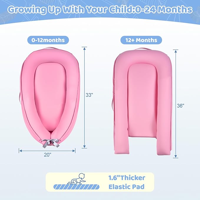Baby Lounger, Baby Lounger for Newborn 0-24 Months, Premium Soft & Breathable Infant Lounger, Pure Cotton Baby Nest for Boys & Girls, Portable Newborn Lounger for Travel and Home.