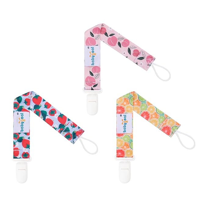 babygoal Fruit Pacifier Clips, 6 Pack Binky Paci Holder Leashes Fits for Most Baby Pacifiers and Binkies