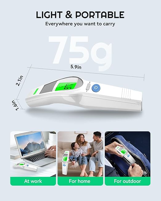 MugeTree No-Touch Forehead Thermometer for Adults and Kids Digital Baby Thermometer 2 in 1 Forehead & Object Thermometer Fever Alarm & Silent Mode Baby Essentials Non Contact