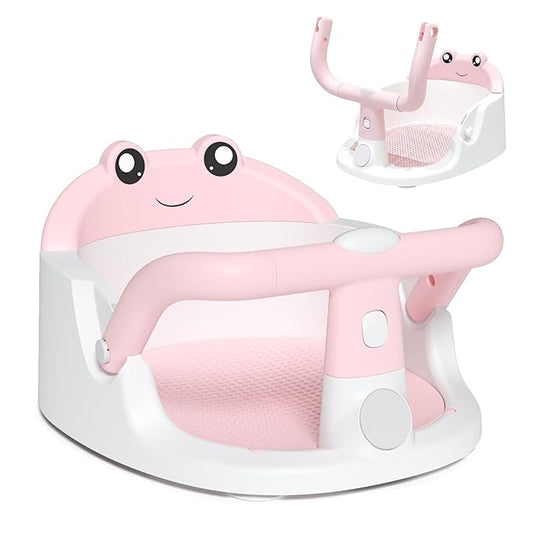 Baby Bath Seat for Babies 6 Months & Up, Non-Slip Toddler Bath Seat with Suction Cup, Safe and Comfortable Portable Infant Bathtub Chair for Bathroom, Bathtub Tub Sitting Up, Easy to Clean (Pink)