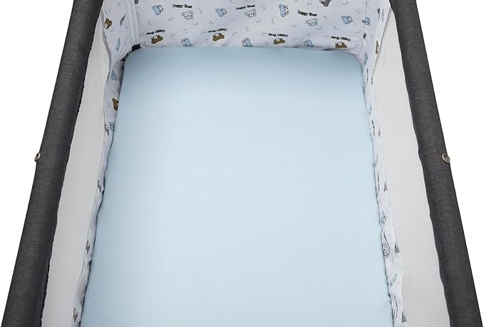 Pack n Play Sheet Stretchy Fitted Portable Mini Crib Sheets Set 2 Pack,Playard Sheets Convertible Playard Mattress Cover,Ultra Soft Jersey Material, Light Blue & Car