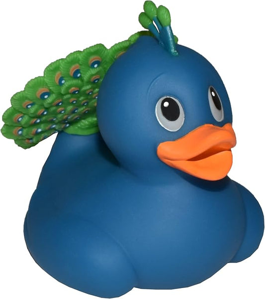 Wild Republic Rubber Ducks, Bath Toys, Kids Gifts, Pool Toys, Water Toys, Peacock, 4"