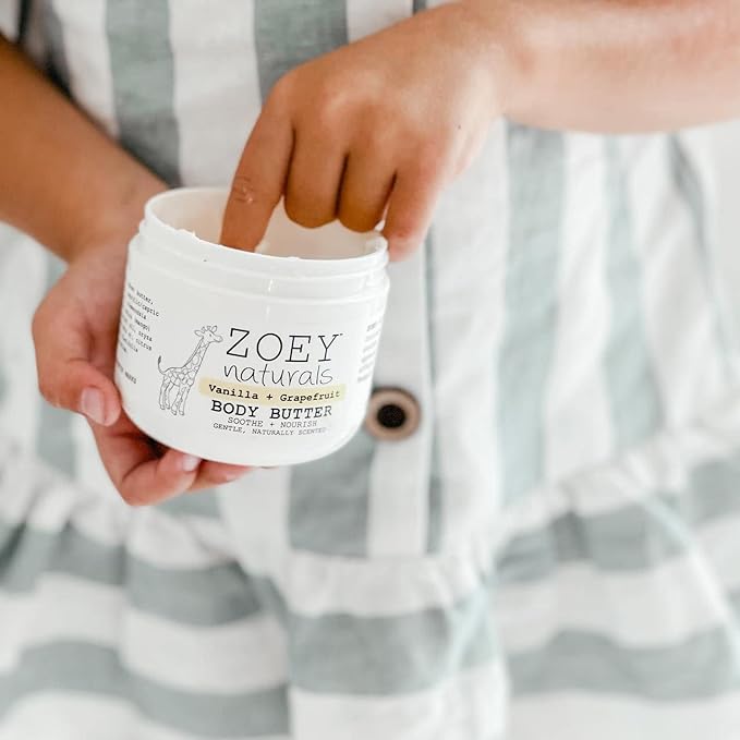 Absolutely Natural Zoey Naturals Vanilla Grapefruit Body Butter - Nourishing Shea Butter and Coconut Oil - Paraben Free Vegan, Made in USA - 3oz