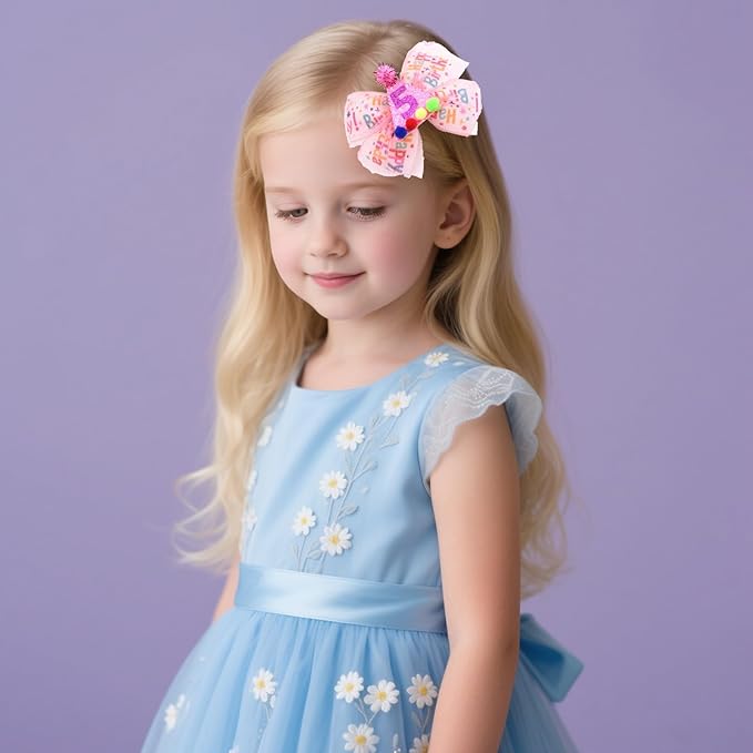 5th Birthday Hair Bow for Girls, Hot Pink Hair Clip Hair Accessories for Girls 1 2 3 4 5 6 Years Birthday Party Supplies Decorations