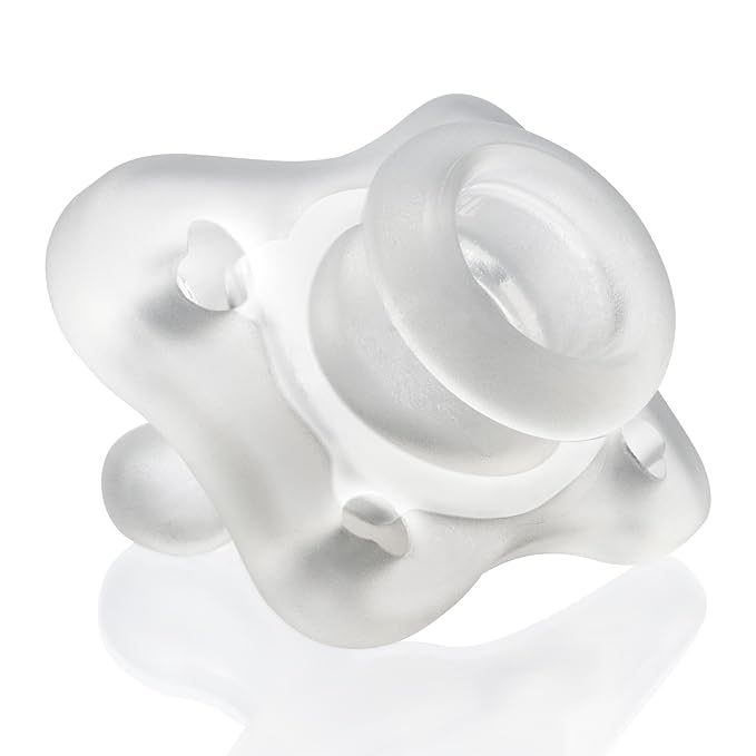 Chicco PhysioForma Mini Orthodontic Pacifier for Babies 0-2 Months, Ultra Light & Small, 100% Soft Silicone, Supports Breathing, One-Piece Design, Included Sterilizing Case, BPA Free, 2-Pack, Clear