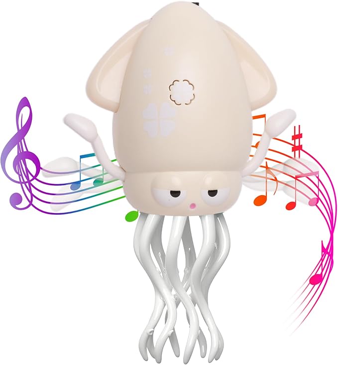 DYALE Dancing Squid Baby Toy, Dancing Music Squid Baby Toys for Ages 3 and Up for Kids,Beige