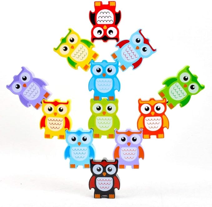 Discovery Toys Stacking Owls Wood Balancing Acrobat Set | Kid-Powered Learning | STEM Toy Early Childhood Development 3 Years and Up
