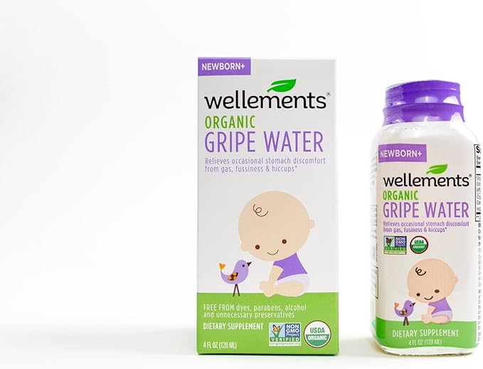 Wellements Organic Gripe Water for Tummy, 4 Fl Oz, 3 Count, Pediatrician Recommended to Ease Infant Stomach Discomfort and Gas