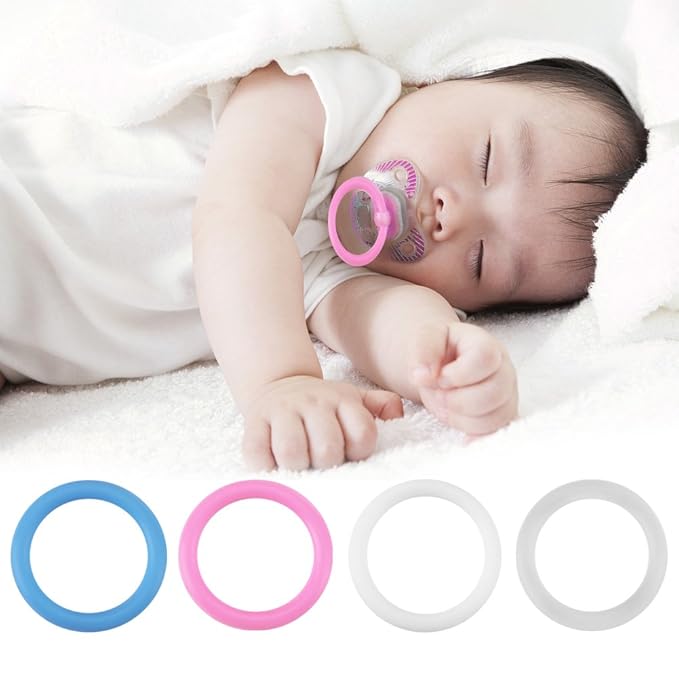 20pcs Baby Pacifier Safy Silicone O-Rings Dummy Pacifier Chain for Infnat Clips Adapter Holder for Baby Show or Birthday Gift(Transparent)