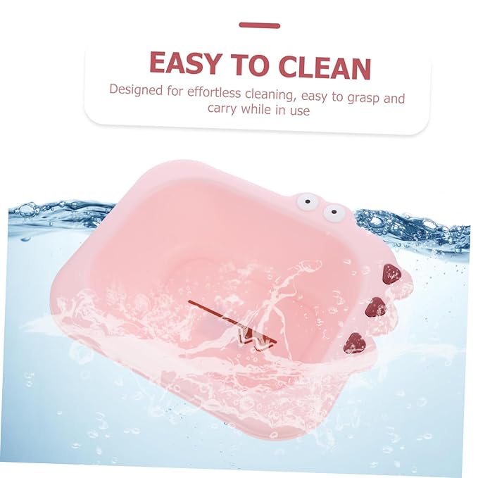 Abaodam Portable Wash Basin for Boy Girl and Spacious PP Material Tub with Smooth Rounded Edges Safe and Supply in Pink for Household Use