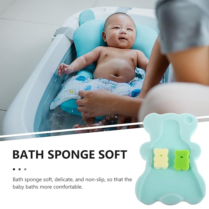 Totority Baby Bath Seat Newborn Bath Sponge Mat Soft Breathable Non Slip Infant Pad for Tub and Sink 19.68X11.81X1.57In Machine Washable Cushion