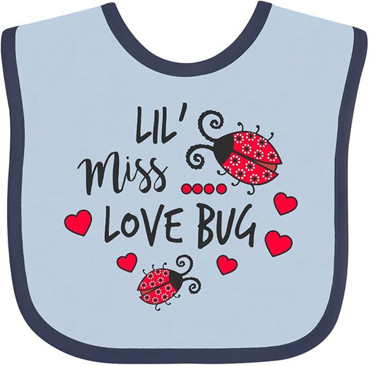 inktastic Lil Miss Love Bug with Lady Bug and Hearts Baby Bib