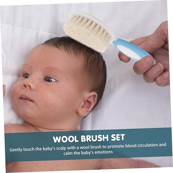 Baby Shampoo Brush Set Hair Accessories for Newborns Toddlers Gentle Wool Bristles