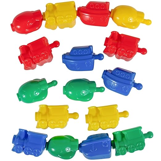 edxeducation Learning Advantage Transportation Linking Blocks - Set of 36 - 18m+ - Connecting Blocks for Toddlers - Early Construction, Sorting and Fine Motor Skills