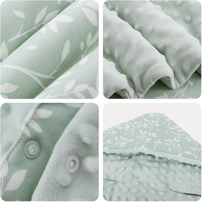 HOUSBAY Baby Blanket Newborn Blanket with Hooded Windproof Go Outside Warm Portable Swaddle Wrap in Basket Baby Safety Seats (Light Green)
