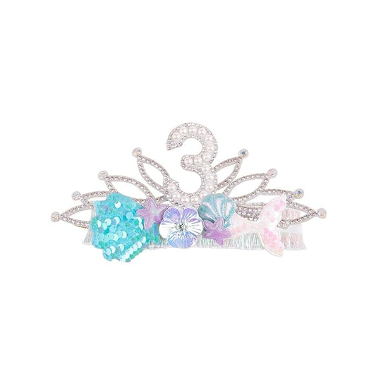 cherrboll Baby Girl Birthday Crown Floral Headband, Soft Flower Head Wrap Tiara Hairband for 1-3 Years Old Toddlers Kids 3rd Birthday Party Dress Photo Decoration