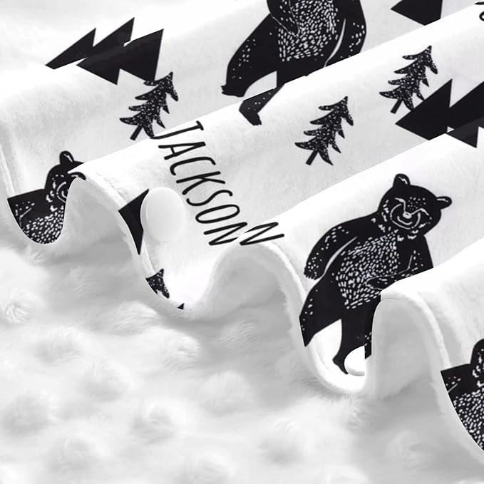 Personalized Black Bear Baby Infant Car Seats Canopy for Babies with Name, Custom Lightweight Covers for Baby Boys Girls, Minky Nursing Breastfeeding Stroller Cover Canopies for Newborn